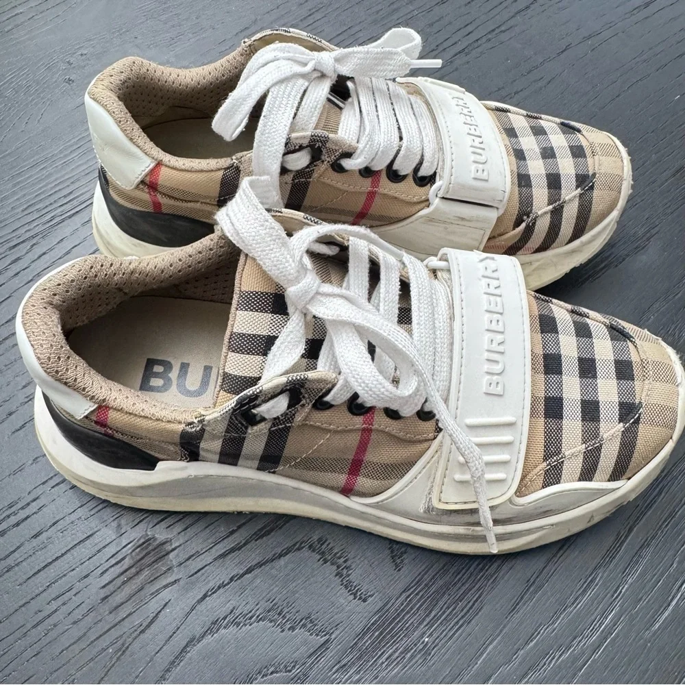 Burberry Women’s Regis Check Trainer Sneakers - Size 5.5